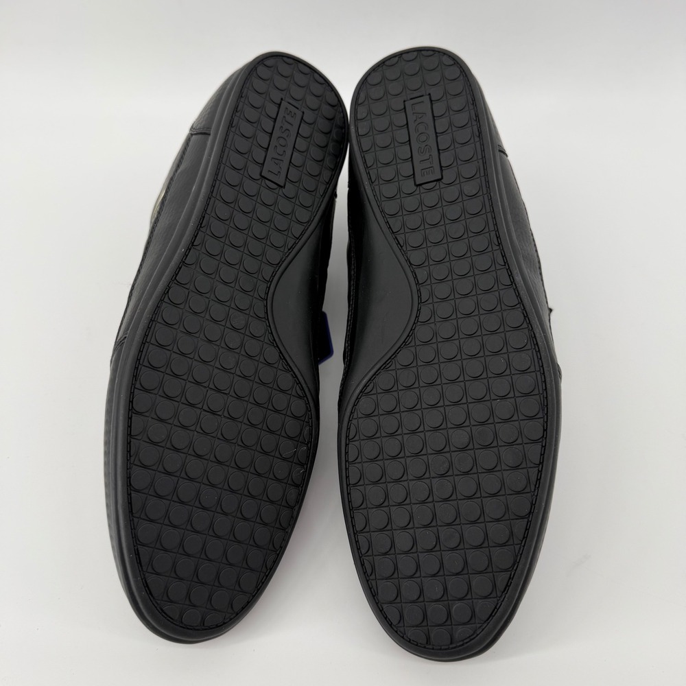 Lacoste Sneakers Mens 11.5 Black Chaymon 0721 3 CMA Leather Low Top Gold Logo - Picture 8 of 11